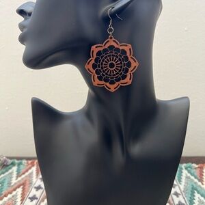 Elegant Brown Mandala wood Earrings